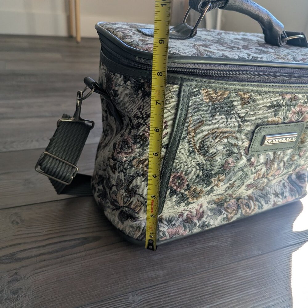 Galleria Vintage Floral Tapestry Makeup Case Travel Bag Tote Shoulder Strap - Picture 15 of 16